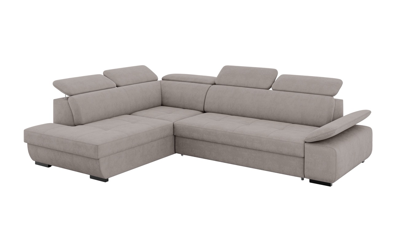 Modulaire grijze hoekbank met verstelbare rug- en armleuningen, modern en comfortabel ontwerp